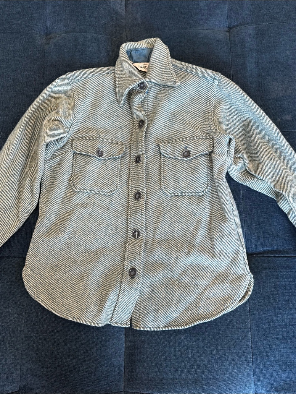 Vintage Woolrich Blue Lined Flannel with Teal Stripes